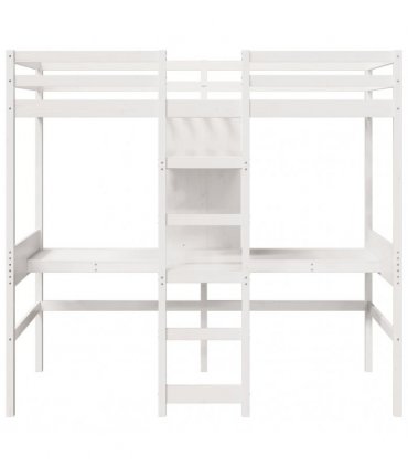 vidaXL Loft Bed Frame without Mattress White 75x190cm Solid Wood Pine