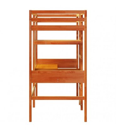 vidaXL Loft Bed Frame without Mattress Wax Brown 75x190cm
