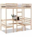 vidaXL Loft Bed Frame with Desk&Chairs 80x200cm Solid Wood Pine