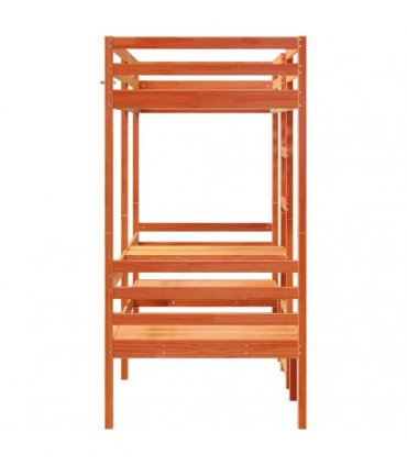 vidaXL Loft Bed Frame with Desk&Chairs Wax Brown 75x190cm