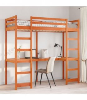 vidaXL Loft Bed Frame without Mattress Wax Brown 75x190 cm
