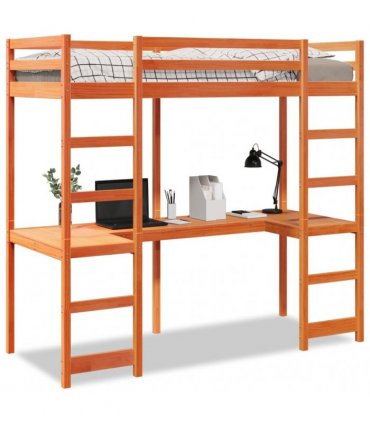 vidaXL Loft Bed Frame without Mattress Wax Brown 75x190 cm