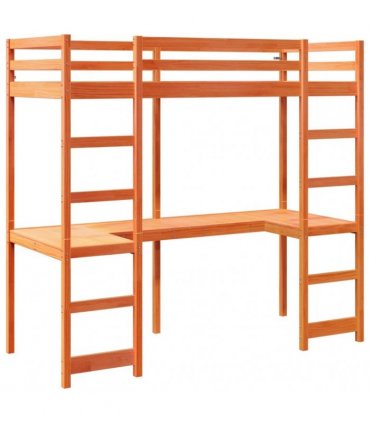 vidaXL Loft Bed Frame without Mattress Wax Brown 75x190 cm