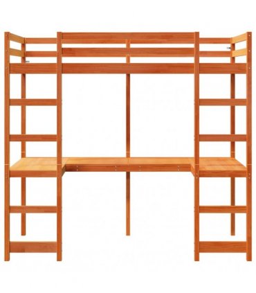 vidaXL Loft Bed Frame without Mattress Wax Brown 75x190 cm