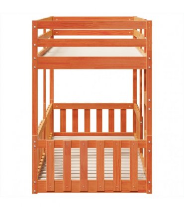 vidaXL Bunk Bed Wax Brown 80x200 cm Solid Wood Pine