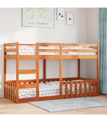 vidaXL Bunk Bed Wax Brown 90x200 cm Solid Wood Pine
