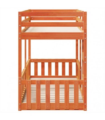 vidaXL Bunk Bed Wax Brown 90x200 cm Solid Wood Pine