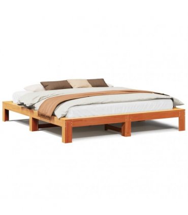 vidaXL Bed Frame without Mattress Wax Brown 200x200 cm Solid Wood Pine
