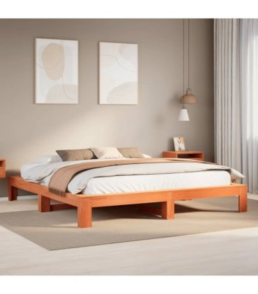 vidaXL Bed Frame without Mattress Wax Brown 180x200 cm Solid Wood Pine