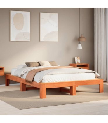 vidaXL Bed Frame without Mattress Wax Brown 160x200 cm Solid Wood Pine