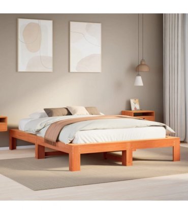 vidaXL Bed Frame without Mattress Wax Brown 150x200 cm Solid Wood Pine