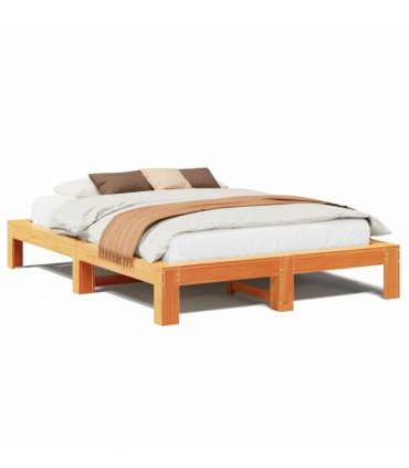 vidaXL Bed Frame without Mattress Wax Brown 150x200 cm Solid Wood Pine