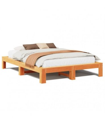 vidaXL Bed Frame without Mattress Wax Brown 140x200 cm Solid Wood Pine