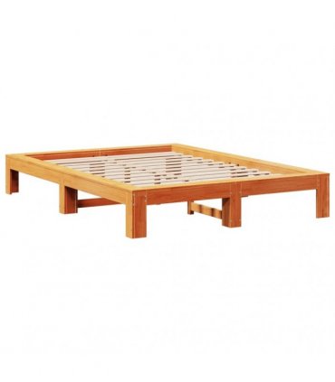 vidaXL Bed Frame without Mattress Wax Brown 140x190 cm Solid Wood Pine