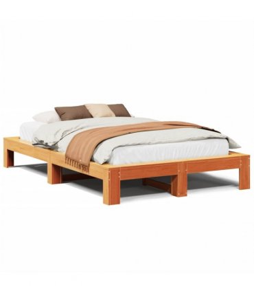 vidaXL Bed Frame without Mattress Wax Brown 135x190 cm Solid Wood Pine