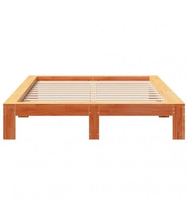 vidaXL Bed Frame without Mattress Wax Brown 135x190 cm Solid Wood Pine