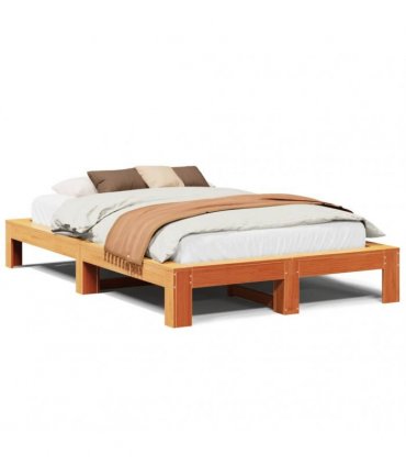 vidaXL Bed Frame without Mattress Wax Brown 120x190 cm Solid Wood Pine