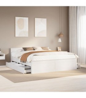 vidaXL Bed Frame without Mattress with Headboard White 180x200 cm