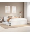 vidaXL Bed Frame without Mattress with Headboard White 180x200 cm