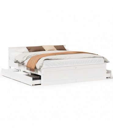vidaXL Bed Frame without Mattress with Headboard White 180x200 cm
