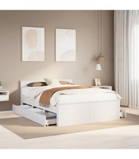vidaXL Bed Frame without Mattress with Headboard White 150x200 cm