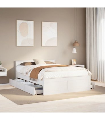 vidaXL Bed Frame without Mattress with Headboard White 150x200 cm