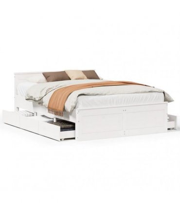 vidaXL Bed Frame without Mattress with Headboard White 150x200 cm