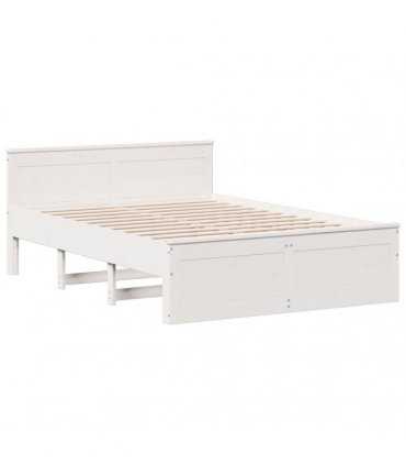 vidaXL Bed Frame without Mattress with Headboard White 150x200 cm