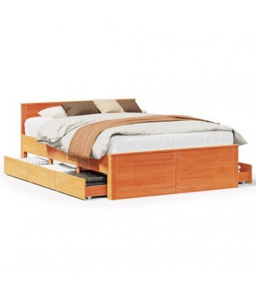 vidaXL Bed Frame without Mattress with Headboard Wax Brown 150x200 cm