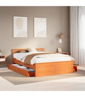 vidaXL Bed Frame without Mattress with Headboard Wax Brown 140x200 cm