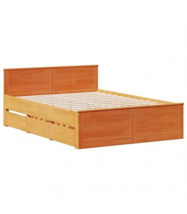 vidaXL Bed Frame without Mattress with Headboard Wax Brown 140x200 cm