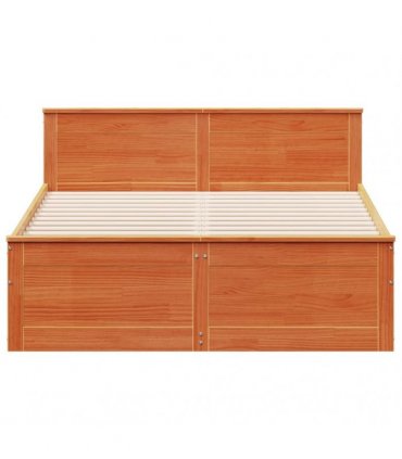 vidaXL Bed Frame without Mattress with Headboard Wax Brown 140x200 cm