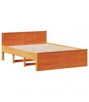 vidaXL Bed Frame without Mattress with Headboard Wax Brown 140x200 cm