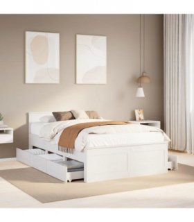 vidaXL Bed Frame without Mattress with Headboard White 120x200 cm