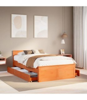 vidaXL Bed Frame without Mattress with Headboard Wax Brown 120x200 cm