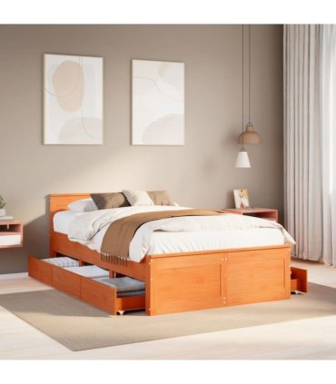 vidaXL Bed Frame without Mattress with Headboard Wax Brown 120x200 cm