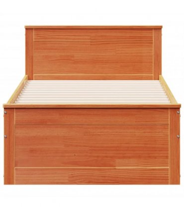 vidaXL Bed Frame without Mattress with Headboard Wax Brown 100x200 cm
