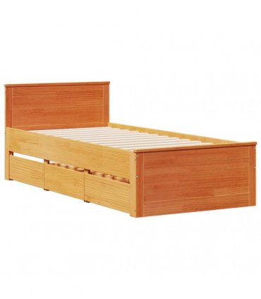 vidaXL Bed Frame without Mattress with Headboard Wax Brown 90x200 cm