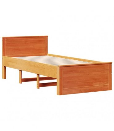 vidaXL Bed Frame without Mattress with Headboard Wax Brown 90x200 cm