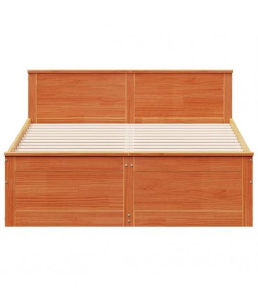 vidaXL Bed Frame without Mattress with Headboard Wax Brown 140x190 cm