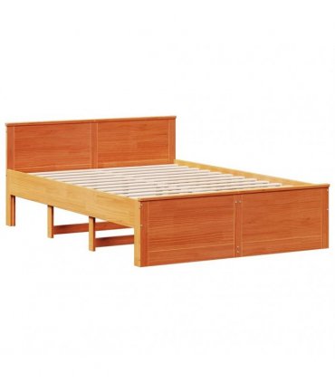 vidaXL Bed Frame without Mattress with Headboard Wax Brown 140x190 cm