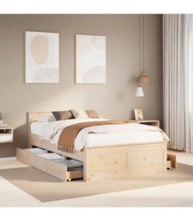 vidaXL Bed Frame without Mattress with Headboard 135x190 cm