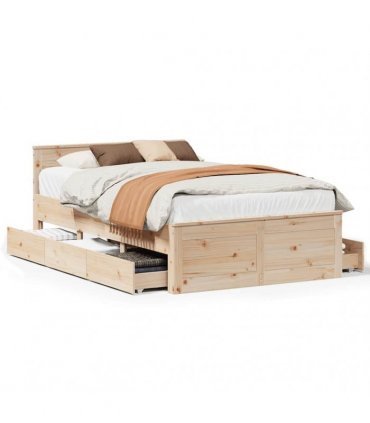 vidaXL Bed Frame without Mattress with Headboard 135x190 cm