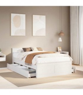 vidaXL Bed Frame without Mattress with Headboard White 135x190 cm