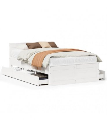 vidaXL Bed Frame without Mattress with Headboard White 135x190 cm