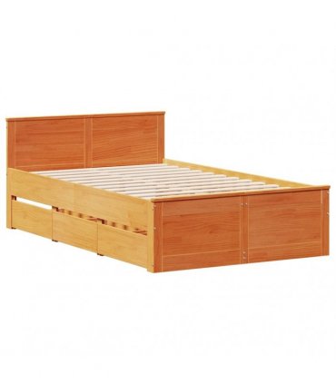 vidaXL Bed Frame without Mattress with Headboard Wax Brown 135x190 cm