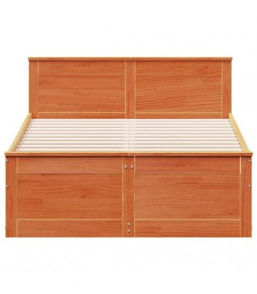 vidaXL Bed Frame without Mattress with Headboard Wax Brown 135x190 cm