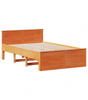 vidaXL Bed Frame without Mattress with Headboard Wax Brown 135x190 cm