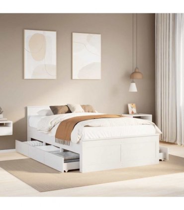 vidaXL Bed Frame without Mattress with Headboard White 120x190 cm
