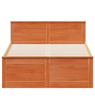 vidaXL Bed Frame without Mattress with Headboard Wax Brown 120x190 cm